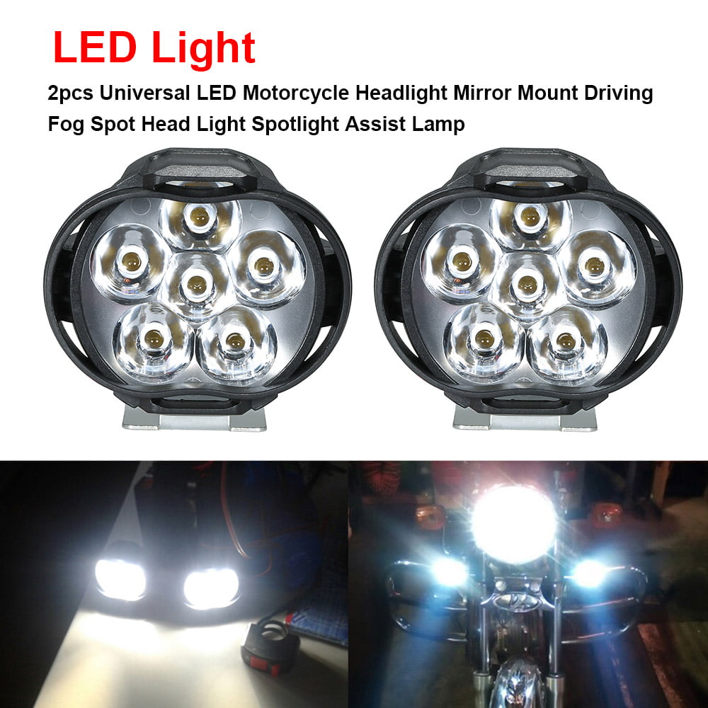 2 Pcs 1000LM 24W Motorcycle 12LED Headlight Driving Fog Spot Lamps & Switch Kit