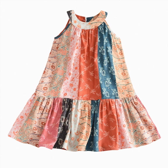 Gubotare Girl Summer Dress Little Girls Dress Short Sleeve Toddler Summer Sundress Size 6-7 (Red,6-7 Years)