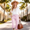 thumbnail image 6 of Dxzfnsa Womens Linen Capris with Pockets Loose Fit Casual Capri Pants Dressy Lightweight Ladies Baggy Cargo Pants for Hiking S-3XL, 6 of 8