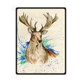 thumbnail image 1 of RYLABLUE Deer Color Painting Fleece Blanket Throw Blanket 58x80 inches, 1 of 1
