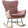 thumbnail image 5 of Bonzy Home Nursery Rocking Chair, Accent Rocker Glider Side Chair with High Backrest for Nursery Living Room Bedroom Office，Pink, 5 of 8