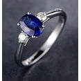 thumbnail image 5 of Trilogy 1.5 Carat 8x6mm Oval Cut Blue Sapphire And Moissanite Diamond Engagement Ring in 10k White Gold, 5 of 5
