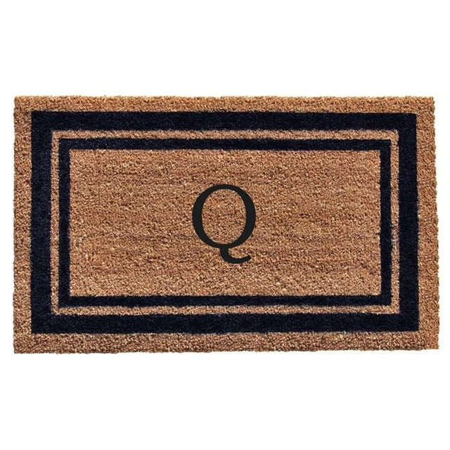 Calloway Mills 153001830R 18 x 30 in. Dark Blue Border Monogram Rectangular Doormat, Natural - Letter R