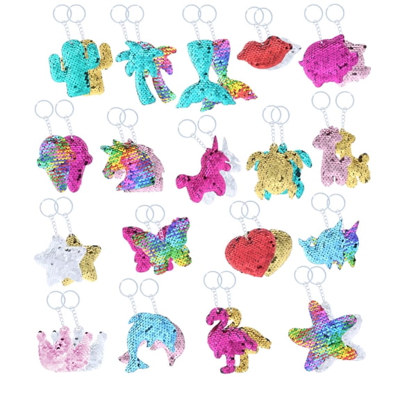 CoTa Global Flip Sequin Keychains, Novelty Toys Bulk Party Pack Sequin Key Chains for Kids, Cute Sequins Backpack Keychain for Girls, Birthday Party Favors for Kids & Adults, 3"- 4" Assorted 36 Pc Set