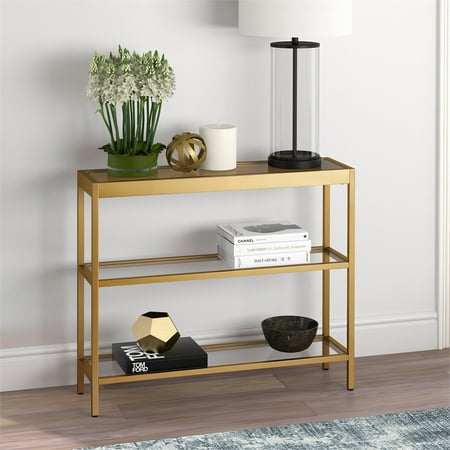 36 Metal 3 Shelf Short Console Table, 36 Wide Black Console Table