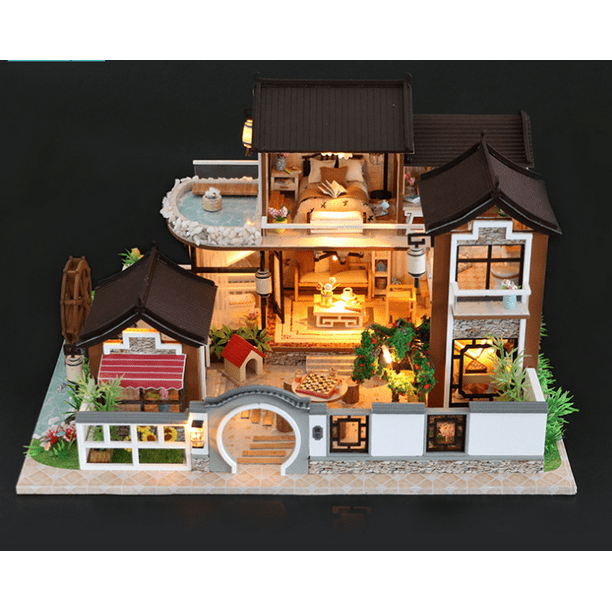Maison de poupée miniature bricolage avec accessoires de meubles Puzzle  House Creative pour Sunshine Town 