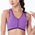 thumbnail image 4 of 2 pcs Zipper in Front Sports Bra High Impact Strappy Back Support Workout Top-gray + fuchsia-M, 4 of 6