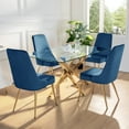 thumbnail image 3 of Kithkasa High Back Velvet Dining Chairs, Gold Legged, Set of 2, Blue, 3 of 9