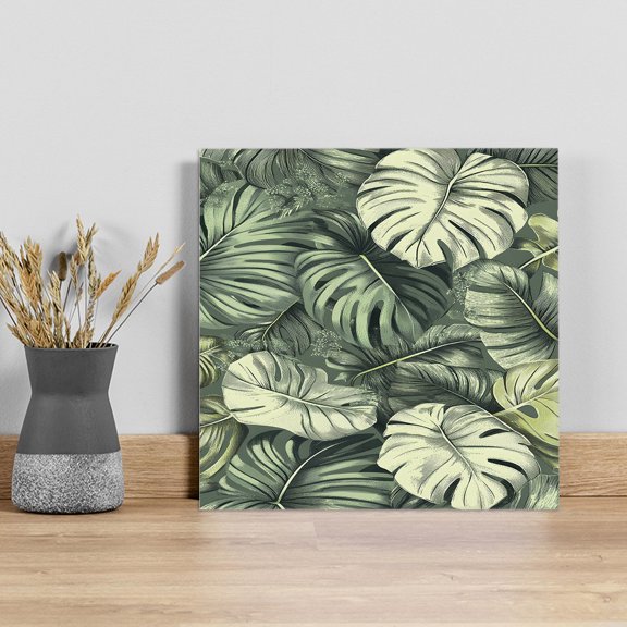 Palm Leaves Wall Art Painting on Canvas, Country Summer Botanical Tropical Plants Canvas Art Home Prints Wall Art Framed Modern Artwork for Living Room Bedroom Wall Decor 12x12in