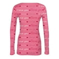thumbnail image 5 of Valentine's Day Women's T-Shirt Long Sleeve Stretch Crewneck Ribbed Heart Print Fitted Casual Basic Top 2026 Autumn Winter Wear Watermelon Red 3XL, 5 of 5