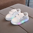 thumbnail image 2 of huajiao Infant Baby LED Light Up Shoes Boys Girls Glowing PU Leather Non 𝗦lip Walking Shoes Spring Lightweight Sneakers, 2 of 2