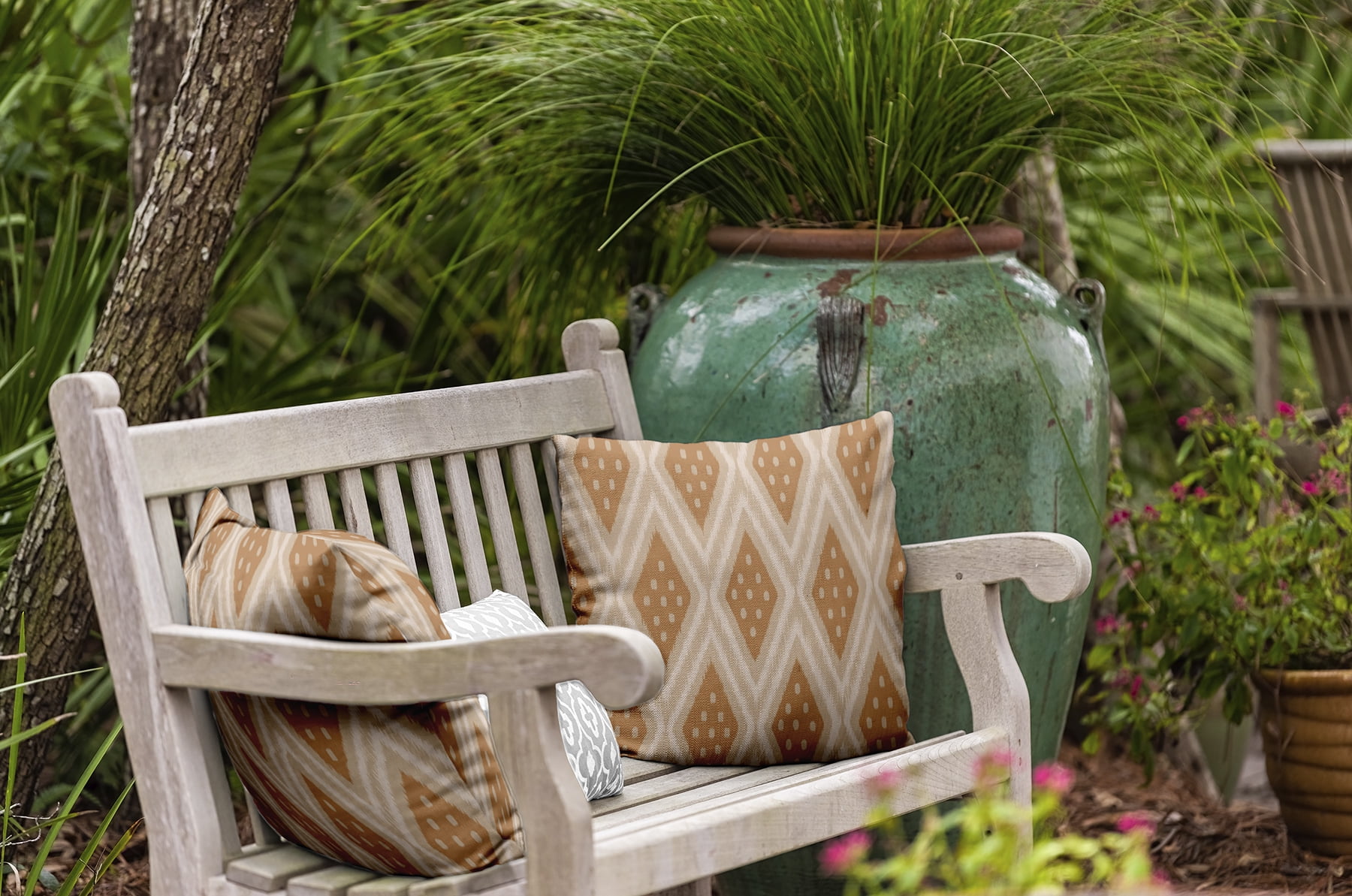 Simply Daisy 16" x 16" Diamond & Dots Polyester Indoor/Outdoor Pillow, Brown (1 count)