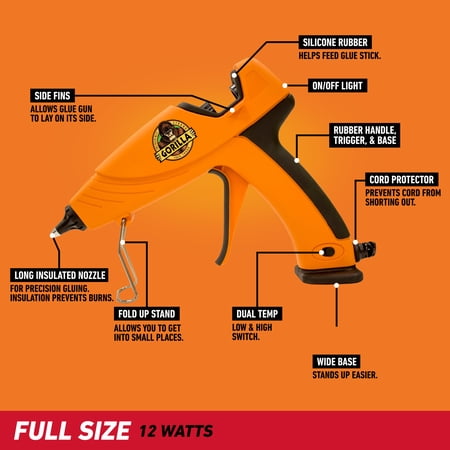 Gorilla Glue Orange and Black Dual Temp Full-Size Hot Glue Gun