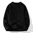 thumbnail image 6 of MELDVDIB Mens Crewneck Sweater Knit Jacquard Oversized Pullover Tops Fall Winter Long Sleeve Solid Color Lounge Outfit Black M, 6 of 6