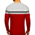 thumbnail image 4 of Goodtrade8 Casual Fall Tops for Men Color Block Red Crew Neck Long Sleeve Mens Shirts Plus Size, 4 of 5