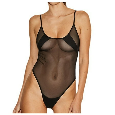 

AnuirheiH Women Lingerie Sets Lace Sexy Mesh See-through Hollow Bodysuit Sexy High Elastic Mesh Lingerie On Sale