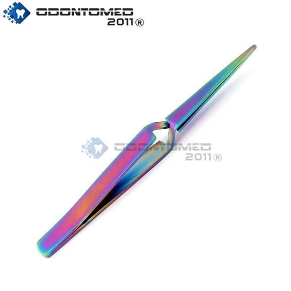 OdontoMed2011® Stainless Steel Jeweler Style Tweezers #n1 Multi Titanium Rainbow Color Fine Point Jewelry-making, Laboratory Work