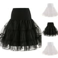 thumbnail image 3 of Women A-Line Tulle Skirt Layered Tulle Ballet Skirts 1950s Vintage Ballet Bubble Skirt Tulle Petticoat Layered Tulle Petticoat Halloween Tutu Skirts Carnival Costumes for Women, 3 of 3