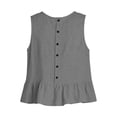 thumbnail image 4 of FDGIU Women's Crew Neck Linen Blend Sleeveless Tank Top, Solid Peplum Ruffle Hem Loose Cropped Casual Camisole Blouse, 4 of 8