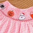thumbnail image 4 of KPOPLK Baby Girl Halloween Romper One-piece Fly Sleeve Pumpkin Print Bubble Bodysuit Fall Pumpkin Patch Outfit for 3 6 9 12 18 Months Size 6-12 Months,Light Pink, 4 of 8