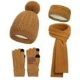 thumbnail image 2 of Womens Winter Beanie Hat Scarf Gloves Set European And Winter Knitted Warm Gloves Hats Scarves Three Piece Set With Thick Velvet And Hat Christmas Gift, 2 of 3