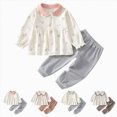 thumbnail image 4 of KPOPLK Baby Girls Floral Clothing Set Fall 1t 2t 3t Long Sleeve Peter Pan Collar Shirt Pants 2 Piece Outfit,Size 2-3Years, 4 of 9