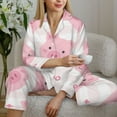 thumbnail image 4 of Goofa Cartoon Pig Printed Women’s 2 Piece Pajama Set Super,Pajamas Women's Long Sleeve Sleepwear Soft Button Down Loungewear Pjs Lounge Set Nightwear-Large, 4 of 9