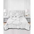thumbnail image 3 of Modern White Twin Size Down Alternative Comforter, Lightweight Comforter Quilt Bedding Set with Pillow Shams Minimalist Abstract Ribbon A Sketch Rt All Seasons Bed Comforter Duvet Insert 68"x86", 3 of 7