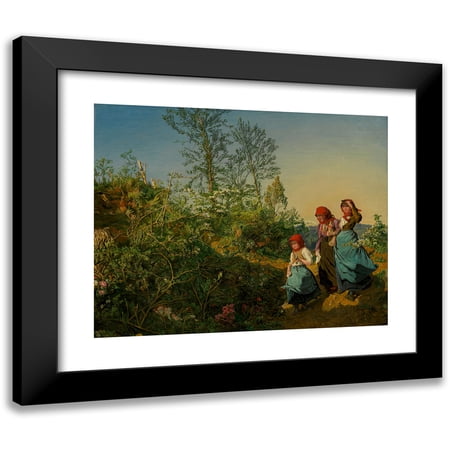 Ferdinand Georg Waldmüller 14x12 Black Modern Framed Museum Art Print Titled - Church in Spring (1863)