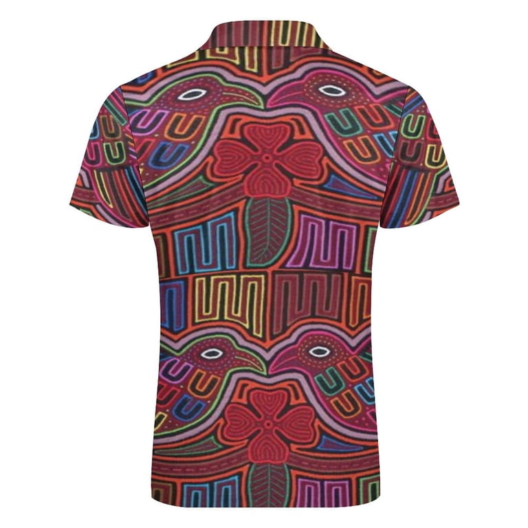 Mola De Panama Bird Men Zipper T-shirt Summer Casual Short Sleeve