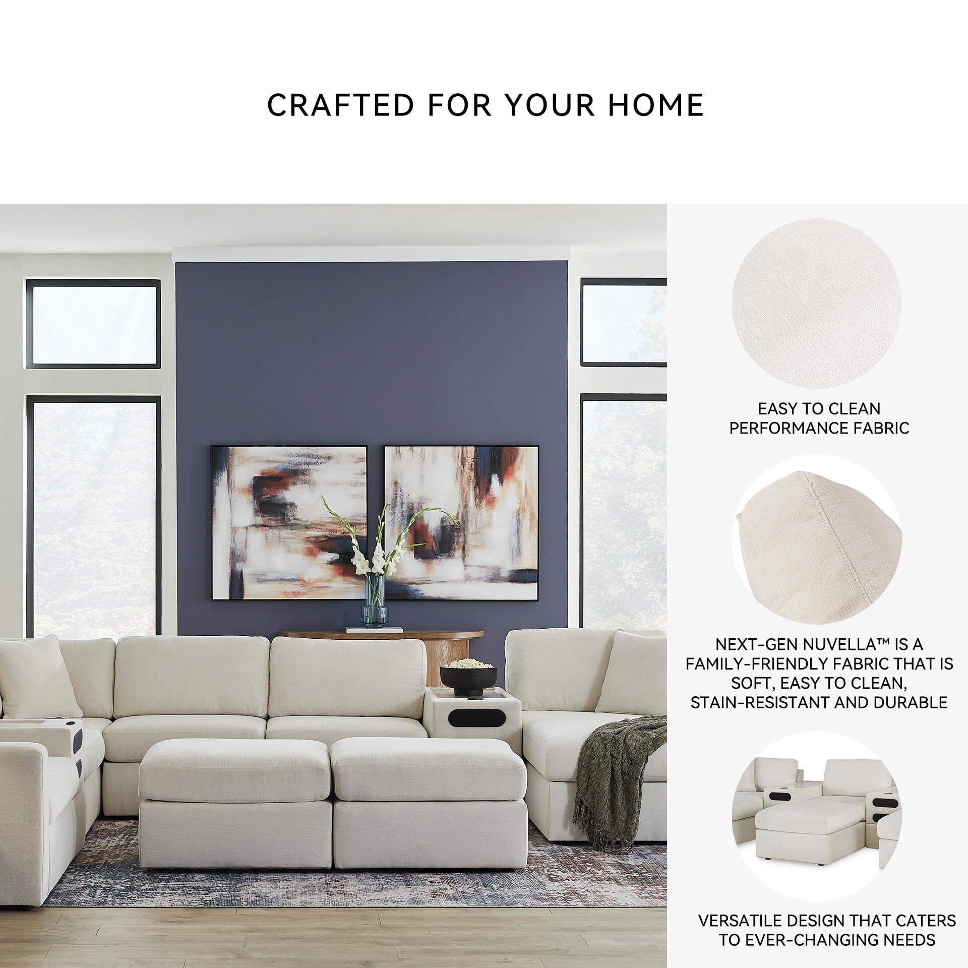Signature Design by Ashley Modmax Oversized Accent Ottoman - Oyster White Next-Gen Nuvella Performance Fabric