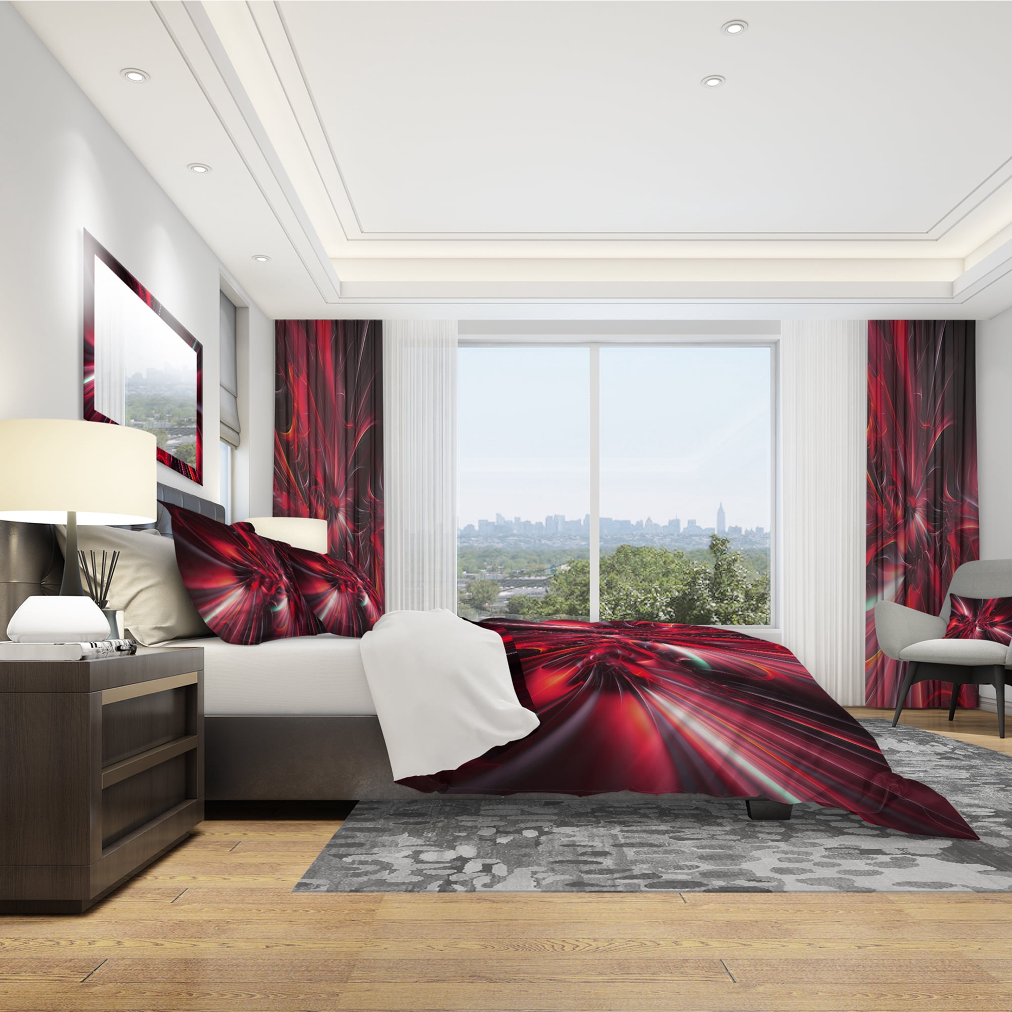 Designart 'Red Implosion' Modern & Contemporary Duvet Cover Set