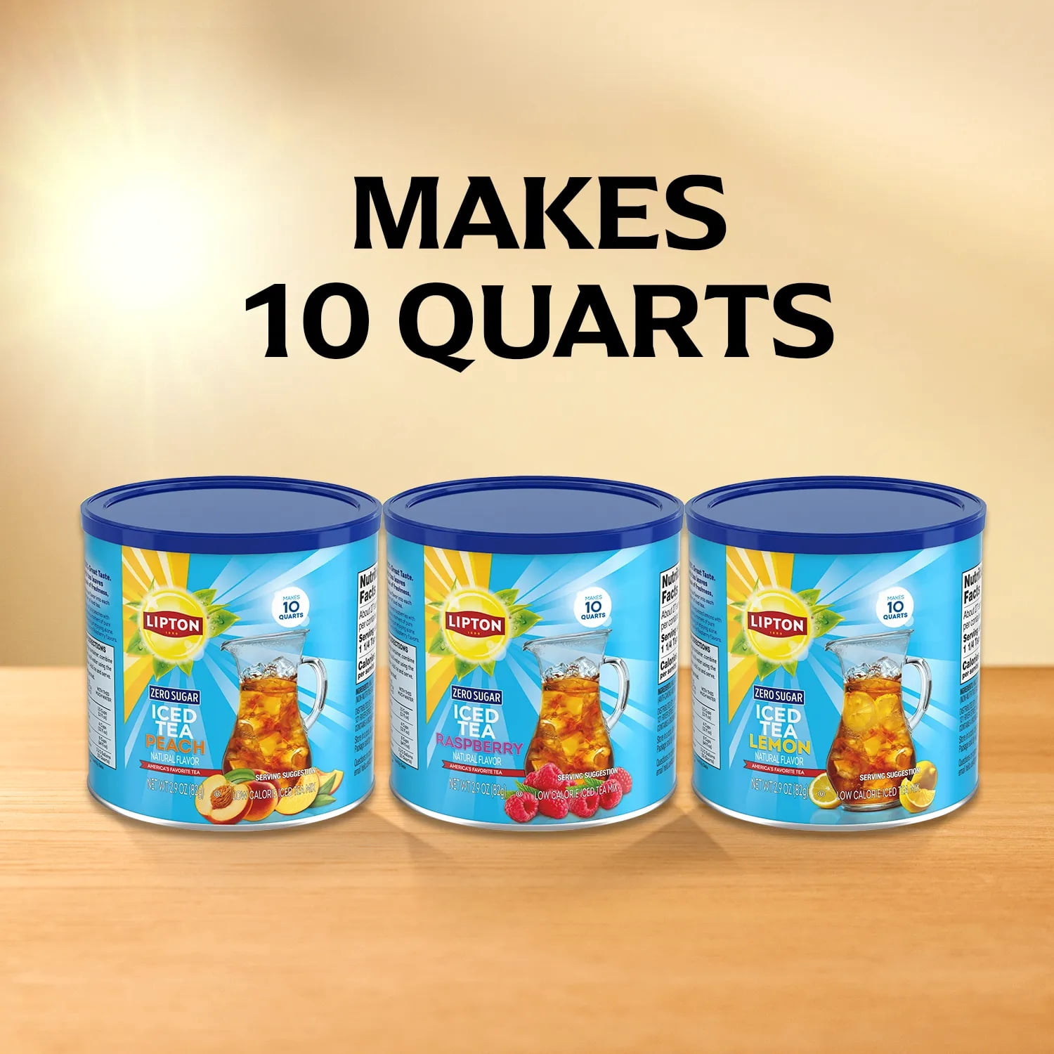 Lipton Zero Sugar Peach Iced Tea Mix, 10 Quarts