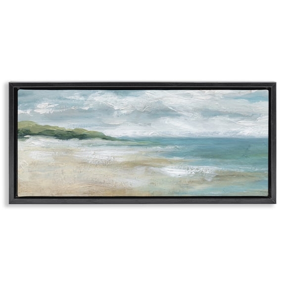 Stupell Industries Transitional Sweeping Coastal Expanse Black Floating Frame Canvas Art, 25 x 11, by Carol Robinson