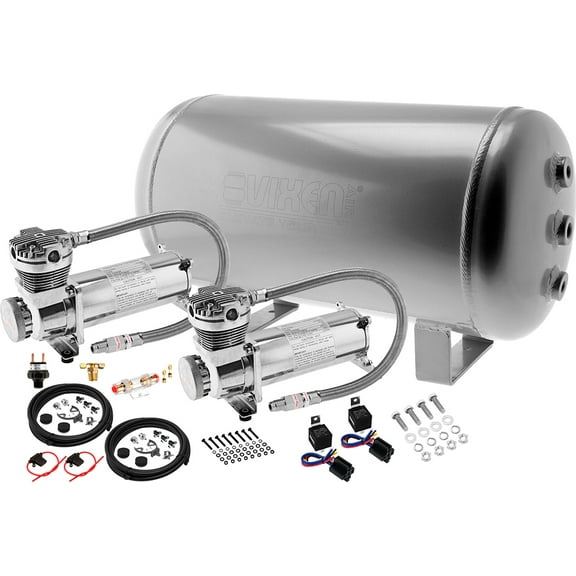 Vixen Air Suspension Kit for Truck/Car Bag/Air Ride/Spring. On Board System- Dual 200psi Compressor, 6 Gallon Aluminum Tank. For Boat Lift,Towing,Lowering,Load Leveling,Bags,Train Horn VXO4852DA