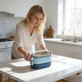thumbnail image 3 of Lunch Box Container With Handle And Built In Cutlery Compartment Microwave Safe Food Storage 21.5 cm x 12 cm x 12 cm, 3 of 6