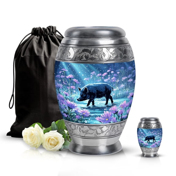 SABURIAL Pig Urn - Funeral Ash Urn Mini - Combo - 10 Inch Large With 3 Inch - Large Decorative Urns - Keepsake Urns For Human - Small Ashes Keepsake