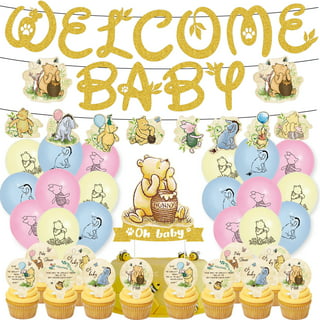 Winnie Cake Topper Welcome Baby Acrylic 5Inch Cake Toppers Cupcake Toppers Classic The Pooh Baby Shower Decorations Winnie Birthday Party Supplies