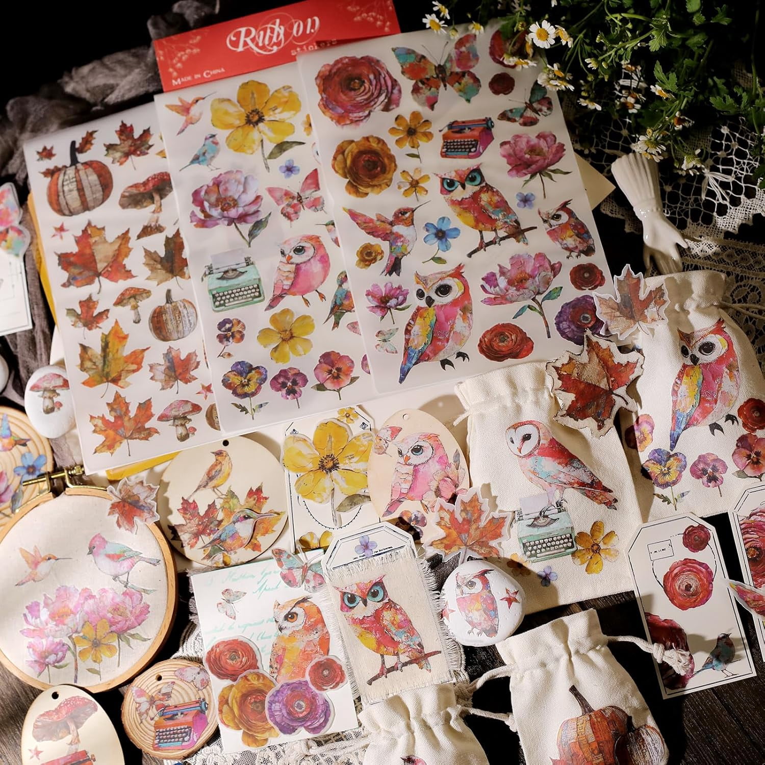 CATaireen Rub on Transfer Stickers Fit Paper Wood Fabric Fairy Elements Scrapbooking Supplies Art Collage Card Making Vintage Junk Journal Set for Adults