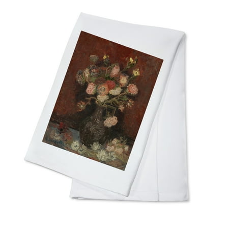 China Dish Display Vase with Chinese Asters and Gladioli - Masterpiece Classic - Artist: Vincent Van Gogh c. 1886 (100% Cotton Kitchen Towel) ()