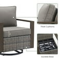 thumbnail image 6 of PARKWELL Classic Swivel Glider Chair Set of 2, Patio Cushioned Lounge Swivel Rocker Arm Chair for Balcony Yard,Gray Wicker and Gray Cushions, 6 of 8