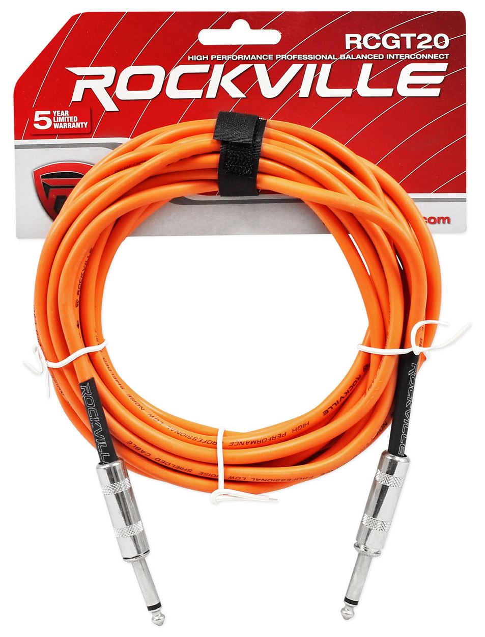 8 Rockville RCGT20O 20'  1/4" TS to 1/4'' TS Guitar/Instrument Cable