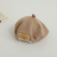 thumbnail image 1 of Boina de punto de otoño para niña con lazo a cuadros, gorro de calabaza de color caramelo para niña, bonito gorro de pintor, 1 of 6