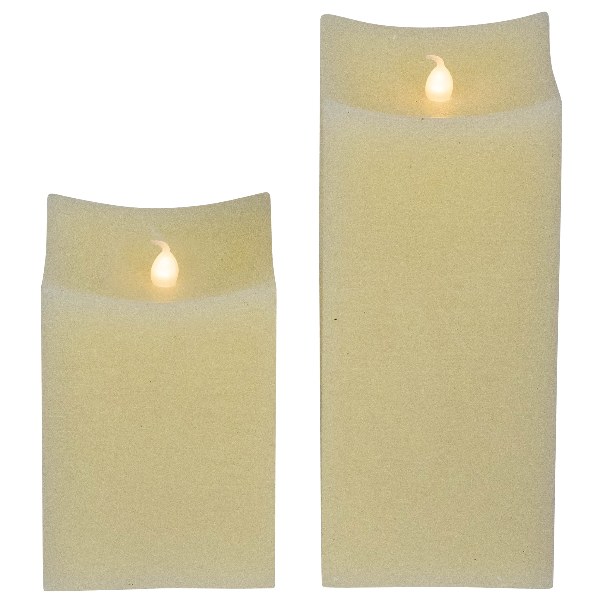 Northlight LED Flickering Flameless Wax Rectangular Candles - 8" - Cream - Set of 2