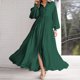 thumbnail image 1 of Vestido maxi suelto para mujer Botones casuales Vestido fruncido Dobladillo grande Vestido de primavera y otoño Hugtrwg  Para estrenar, 1 of 7