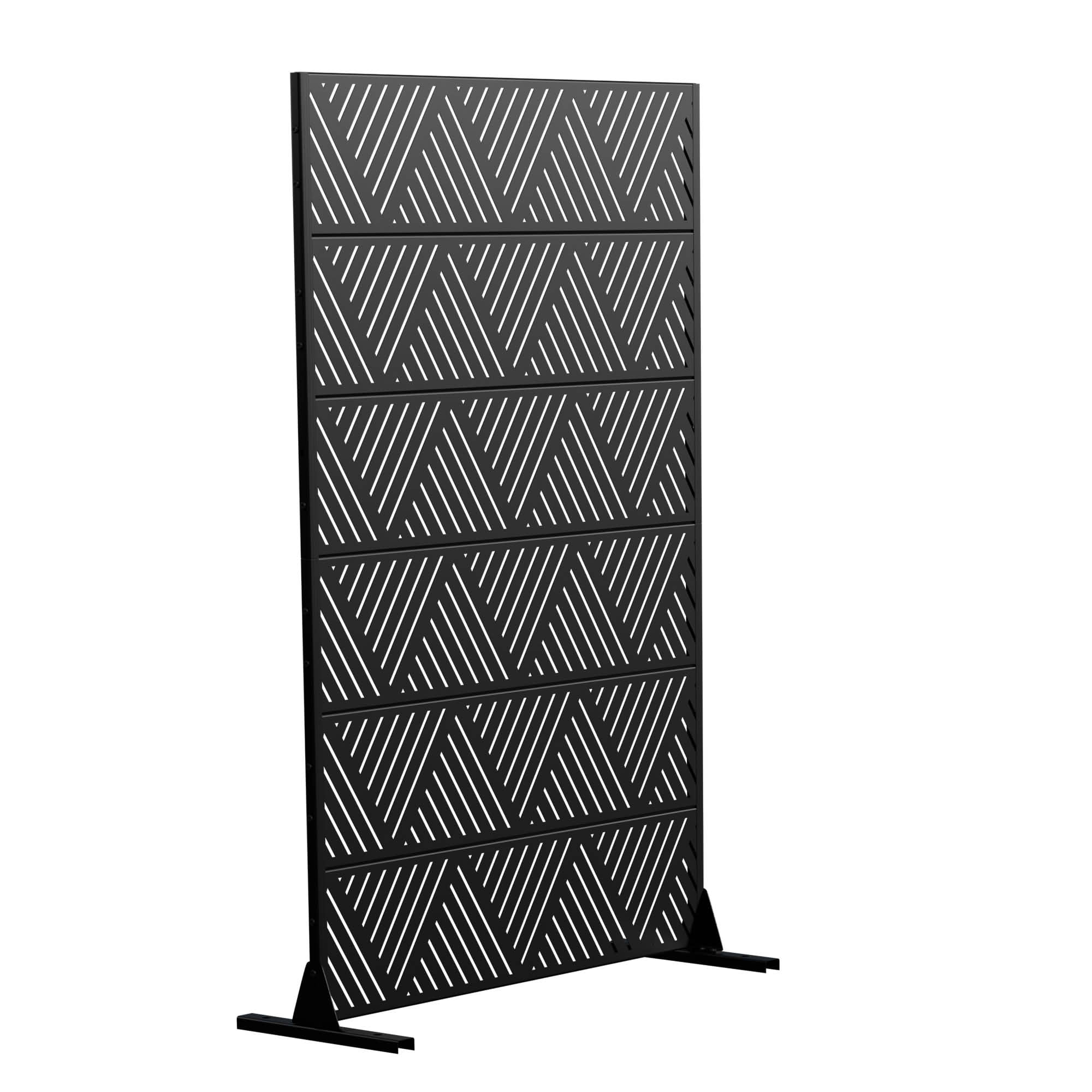 MAYEERTY 72x47x16 Inch Black Triangle Light Galvanized Steel Privacy Screen, 6 Piece Set for Outdoor Street