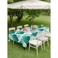 thumbnail image 4 of Outdoor Tablecloths with Umbrella Hole & Zipper, Green Geometric Moroccan Rectangle Tablecloth 60x120 Inch, Abstract Art Teal Ombre Modern Waterproof Table Cloth, Patio/Pool/Picnic Table Covers, 4 of 8