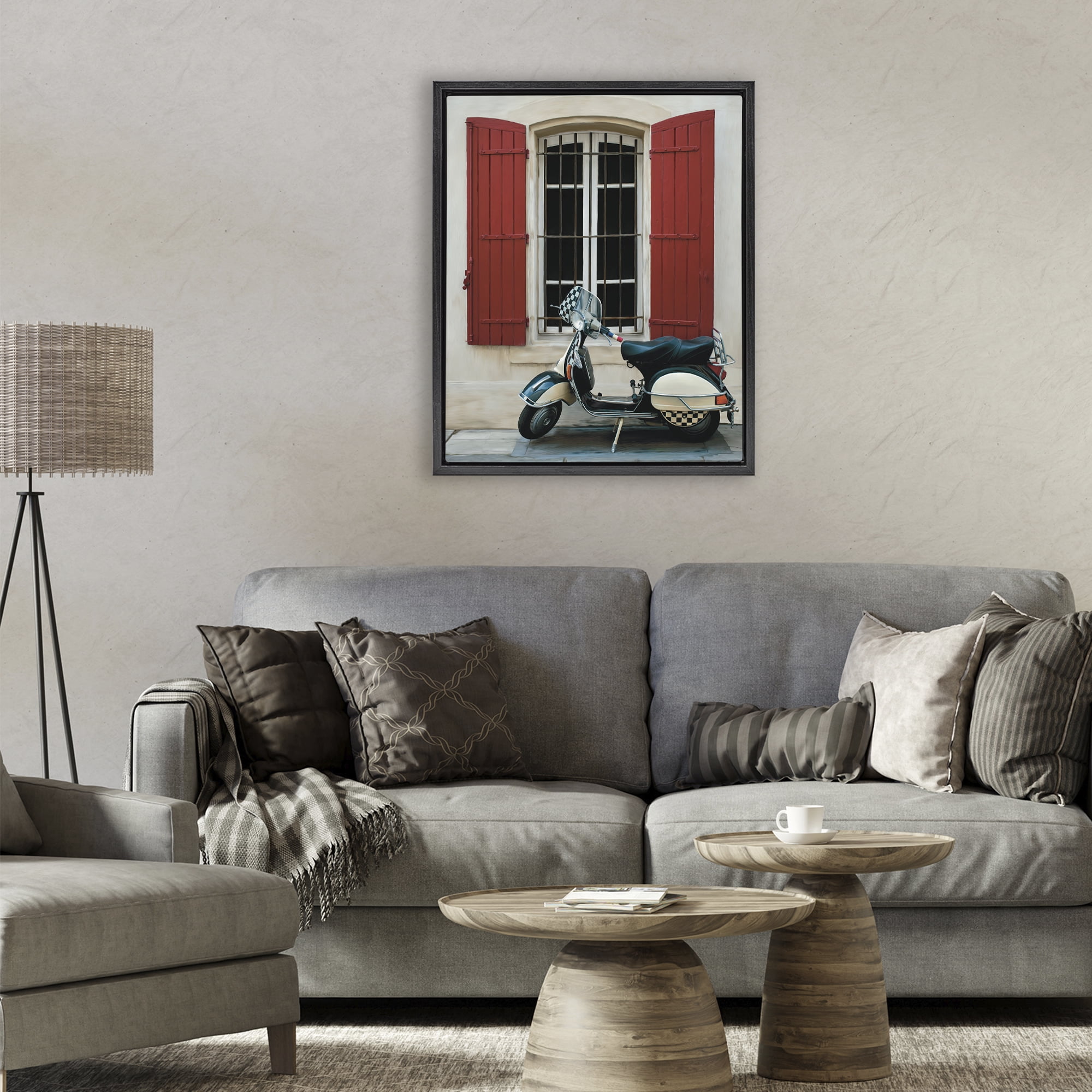 Stupell Industries Two Wheel Dream Black Framed Floater Canvas Wall Art, design by Renel Peters