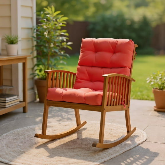 Kadyn Outdoor Waterproof Seat Cushions, Chair Pads, 22 x 44 Inch Tufted Outdoor Patio Chair Seating Pad-Orange