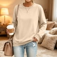 thumbnail image 2 of Trgacdwlo Womens Crewneck Sweatshirt Long Sleeve Pullover for Women Solid Color Fall Winter Warm Fleece Sweatshirt Womens Khaki XXL, 2 of 7